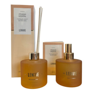 Kit Pessego Oriental Home Spray+Difusor De Varetas 200ml Lenvie