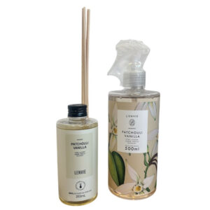 Kit Patchouli Vanilla Agua Perfumada 500ml+Refil Difusor Perfume 200ml Lenvie