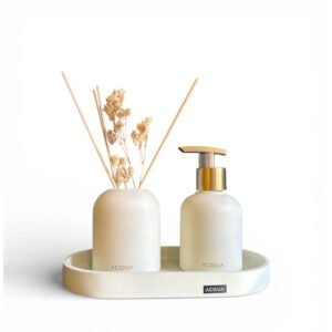 Kit Lavabo Bambu Chines (Difusor,Sabonete e Bandeja Areia) Acqua Aroma