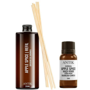 Kit Essência 15ML+Refil de Difusor 250ML+Jogo de Varetas Apple Spice Antik