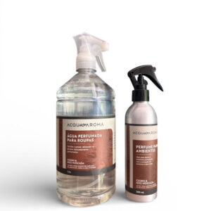 Kit Cedro e Noz MoscadaÁgua Perfumada 1,1L+Perfume p Ambientes 200ml Acqua Aroma