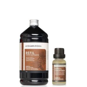 Kit Refil Perfume para Ambientes+Essência Acqua Aroma Cedro e Noz Moscada
