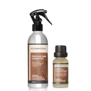 Kit Perfume Ambientes+Essência Acqua Aroma Cedro e Noz Moscada
