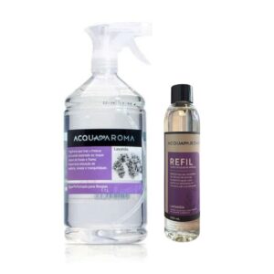 Kit Água Perfumada para Roupas 1,1L + Refil Difusor de Varetas Lavanda 200ml Acqua Aroma