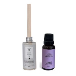 Kit Lavanda Absoluta Óleo Concentrado 20ml + Refil Difusor 200ml Perfumador de Ambiente- Lenvie