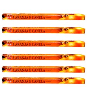 Kit 6 Incensos Hem Laranja e Canela Aroma Relaxante Aromático