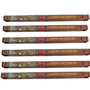 Kit 6 Incensos Hem Almíscar Egípcio - Ideal para Meditação, Yoga e Aromaterapia