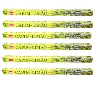 Kit 6 Incensos Hem Capim Limão - Ideal para Meditação, Yoga e Aromaterapia