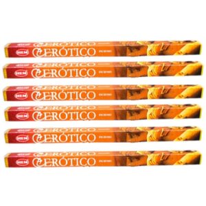 Kit 6 Incensos Hem Erótico - Ideal para Meditação, Yoga e Aromaterapia