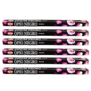 Kit 6 Incensos Hem Opium Negro - Ideal para Meditação, Yoga e Aromaterapia