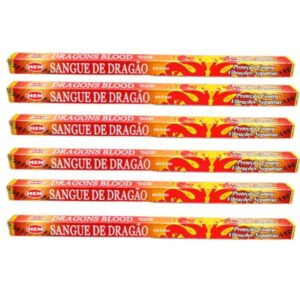 Kit 6 Incensos Hem Sangue de Dragão - Ideal para Meditação, Yoga e Aromaterapia