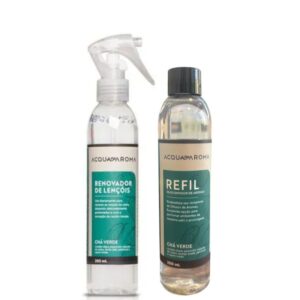 Kit Chá Verde Aromatizador de Lençóis + Refil Difusor de Varetas 200ml - Acqua Aroma
