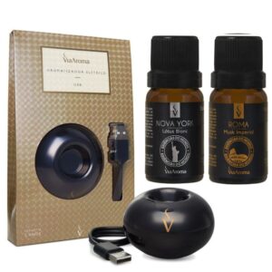 Aromatizador USB Preto + 2 Essências Nova York e Roma