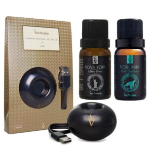Aromatizador USB Preto + 2 Essências Nova York e Noronha