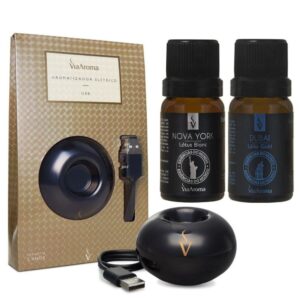 Aromatizador USB Preto + 2 Essências Nova York e Dubai