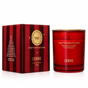Vela Perfumada Maçã e Canela 210g - Lenvie Linha Especial de Natal