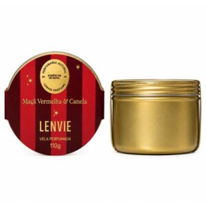 Vela Perfumada Maçã e Canela 110g - Lenvie Linha Especial de Natal