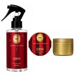 Kit de Natal Maçã Vermelha & Canela - Água + Vela 110g - Lenvie
