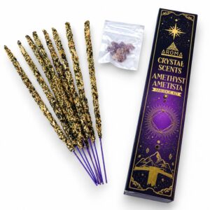 Incenso Ametista Crystal Scents 8 Varetas | Bem Estar Ametista Relaxamento