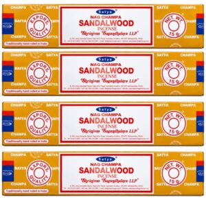 Kit c/ 4 Incensos Satya Sandalwood - Nag Champa - 15g