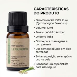 Óleo Essencial Lemongrass Via Aroma - 10ml