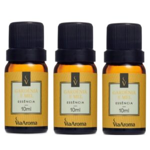 Kit com 3 Essências Clássicas Gardênia e Mel 10ml Via Aroma